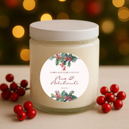 Modern Holly Berry julljus Runt Klistermärke