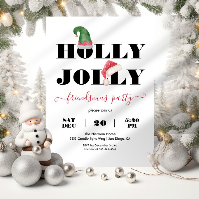 Modern Holly Jolly Friendsmas jul Party Inbjudningar (Skapare uppladdad)