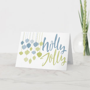 Modern Holly Jolly Minimalist Helgdag Baubles Kort
