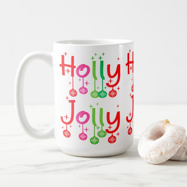 Modern Holly Jolly Typography Kaffemugg (Med munk)