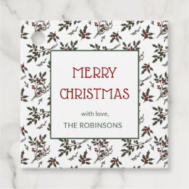 Modern Holly-jul Botaniska Berries Mönster Gåvor Etiketter