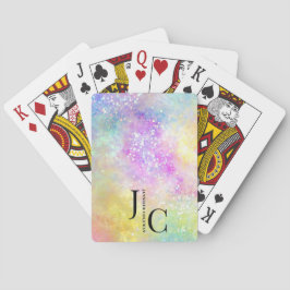 Modern Holo Opal Snyggt Professionell Monogram Casinokort