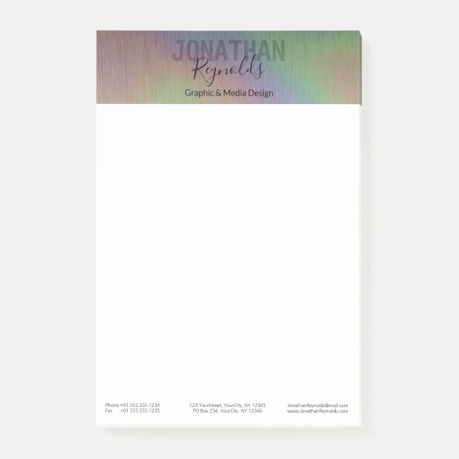 Modern Holograf Metall Namn - Post it® Notes Post-it Block (Framsida)