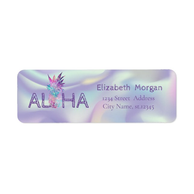 Modern holografisk ananas, Aloha. Returadress Etikett (Framsidan)