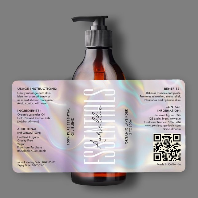 Modern Holografisk Beauty Body Cosmetic QR Fraktsedel (Modern Holographic Beauty Bath Body Cosmetic QR Label
)