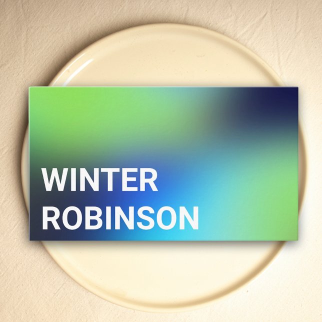 Modern holografisk blåfärgad grönt turkos visitkort (Hologram gradient design for stylish business card )