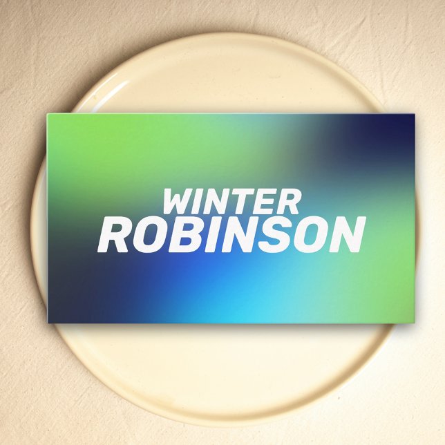 Modern holografisk blåfärgad grönt turkos visitkort (Holographic design for stylish business card)