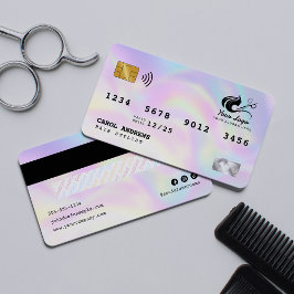 Modern Holografisk Frisör Kreditkortsdesignad Visitkort