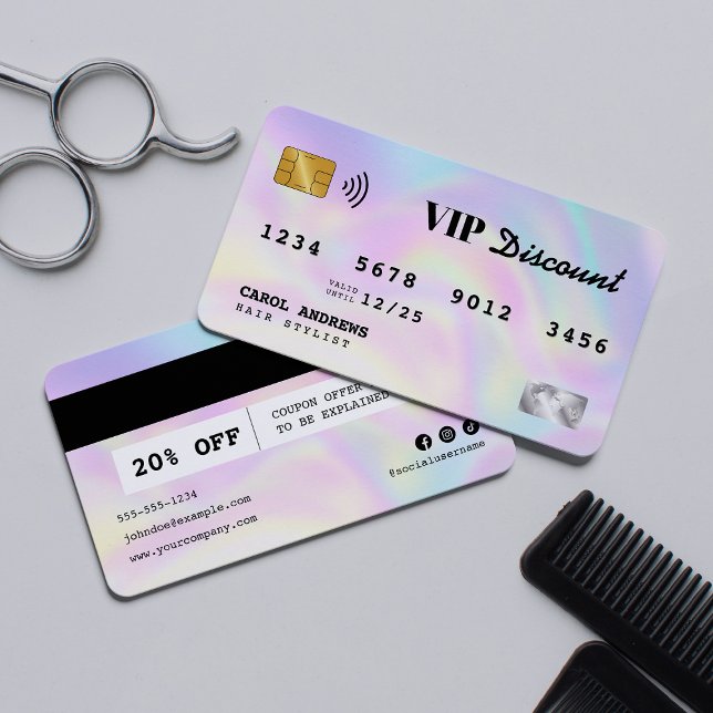 Modern Holografisk Frisörst Kreditkort VIP Rabattkort (Skapare uppladdad)