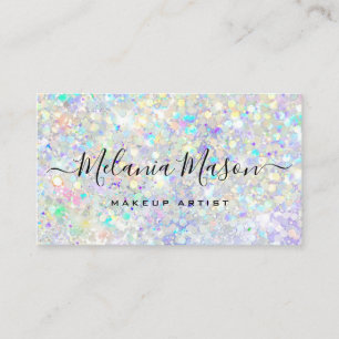 Modern holografisk Glitter Makeup Artist Pastel Visitkort