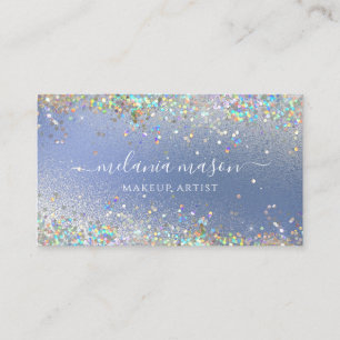 Modern holografisk Glitter Makeup-konstnär Blue Visitkort