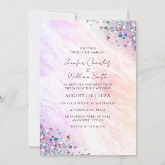 Modern holografisk Glitter Sparkles vattenfärg Inbjudningar