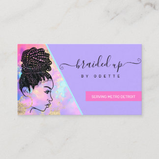 Modern holografisk hårbraiding Braider Stylist Visitkort
