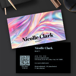 Modern holografisk irdescent QR-kod Visitkort