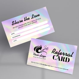 Modern holografisk  Kärlek Hairstylist-Logotypen Rabattkort