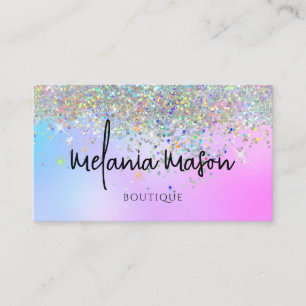 Modern Holografisk Lila Glitter Boutique-affär Visitkort