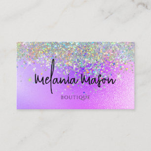 Modern Holografisk Lila i Glitter Boutique-affären Visitkort