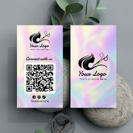 Modern Holografisk Logotyp av Social Media Hair Sa Visitkort