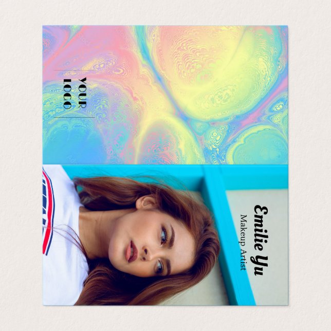 Modern holografisk logotyp - Makeup Artist Visitkort (Utsida ovikt)