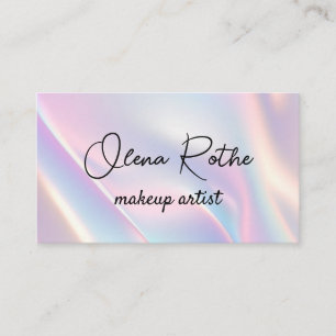 Modern holografisk makeup artist pastel rainbow visitkort