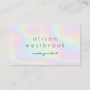 Modern holografisk makeup artist pastel rainbow visitkort