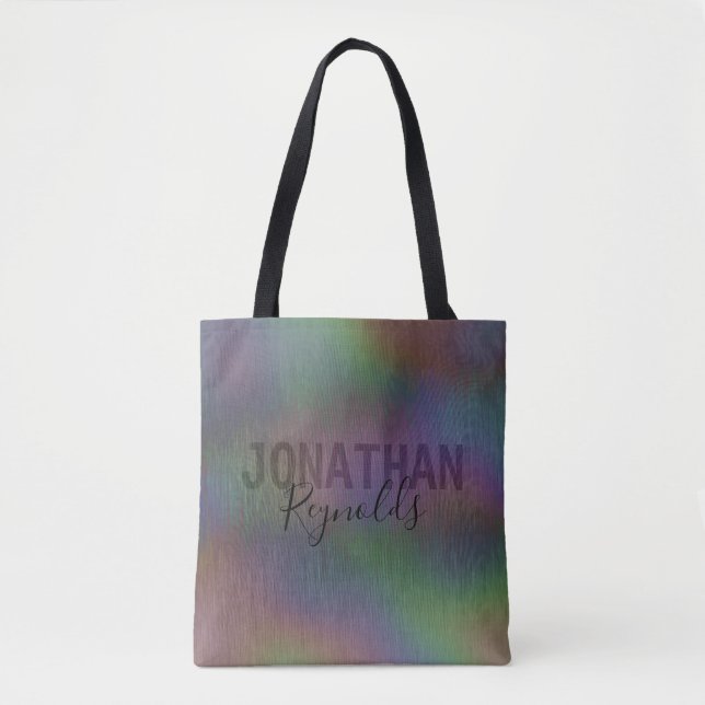 Modern Holografisk Monogram Metall-Namn - Tote Bag Tygkasse (Framsida)