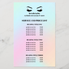 Modern Holografisk ÖGONFRANS SALONG TJÄNSTLISTA Flygblad