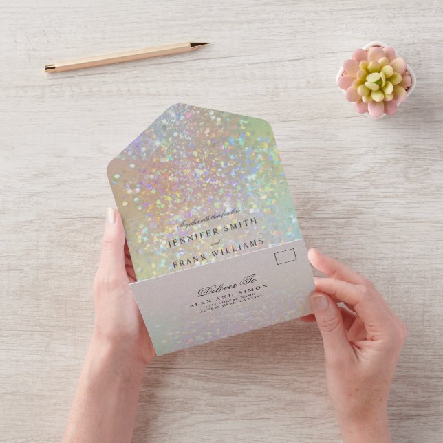 Modern Holografisk pastel Glitter Bröllop (Video)