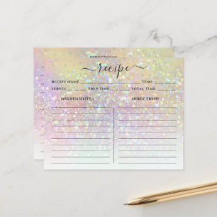 Modern Holografisk Pastel Glitter-receptkort