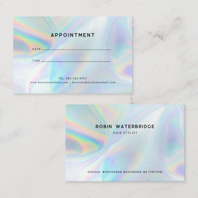 Modern holografisk Professionell Stylist Visitkort (Fram/baksida)