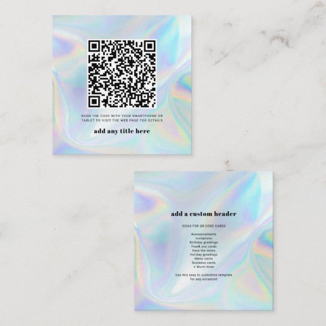 Modern holografisk QR-kod i Tillfälle Anteckningskort (Fram/baksida)