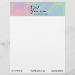 Modern holografisk regnbåge Pastel - Letterhead Brevhuvud