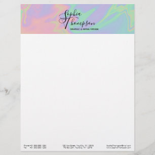 Modern holografisk regnbåge Pastel - Letterhead Brevhuvud