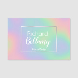 Modern holografisk regnbågseffekt Metall Ram Namnbricka