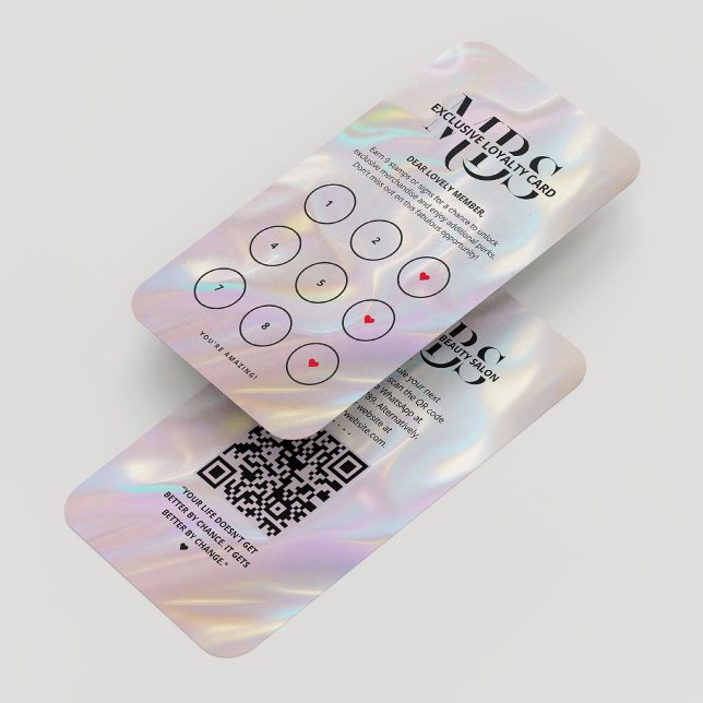Modern Holografisk Rosa-förmånskort Visitkort (Modern Holographic Pearl Pink Loyalty Card
)