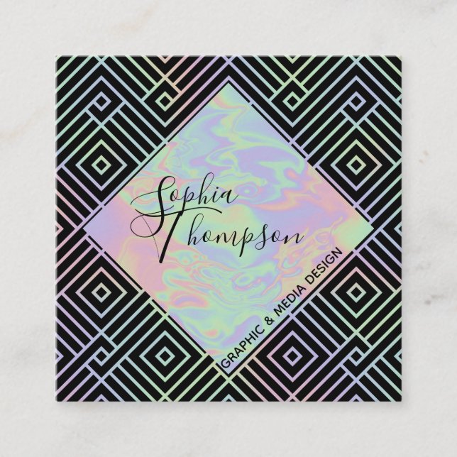 Modern Holografisk symmetrisk Mönster-Affärskort Fyrkantigt Visitkort (Framsida)