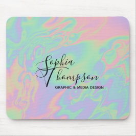 Modern Holografiskt skript Regbow Pastel Mousepad Musmatta
