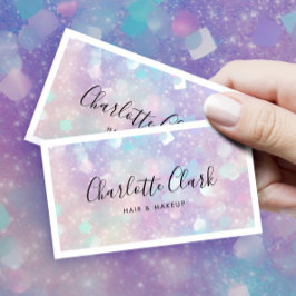 Modern Hologragrafisk Glitter-skript QR-kod Visitkort