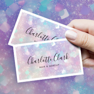 Modern Hologragrafisk Glitter-skript QR-kod Visitkort
