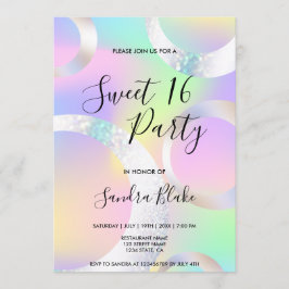 Modern Holograph Foil Unicorn Färg Holograph Inbjudningar