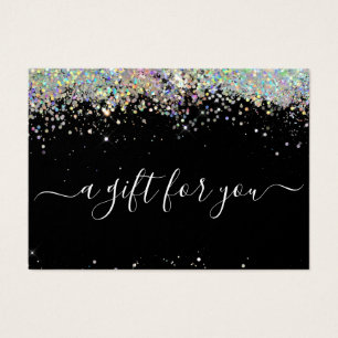 Modern HoloGraph Glitter Black Gift-certifikat Visitkort