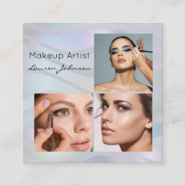 Modern Holographic 3 Photo Makeup Fyrkantigt Visitkort