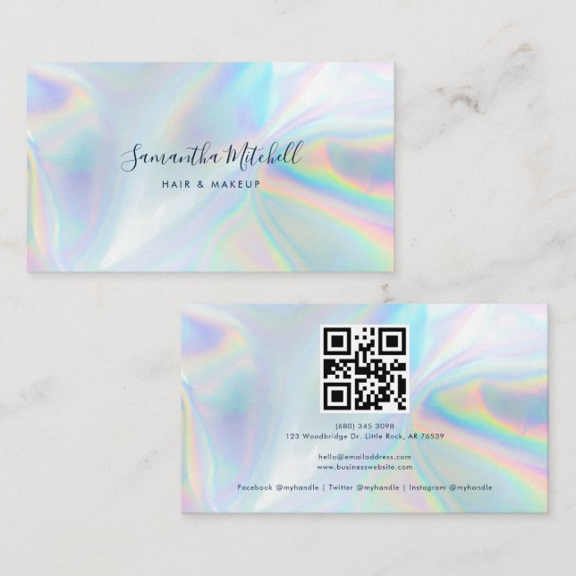 Modern Holographic QR Code Script Visitkort (Fram/baksida)