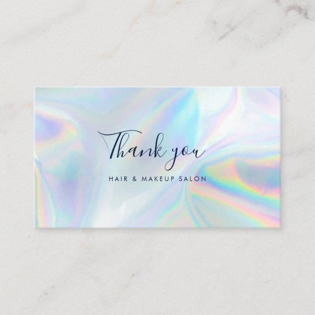 Modern Holographic Script Business Thank You Visitkort (Framsida)