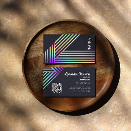 Modern Holographic Stripe QR Business Card Visitkort