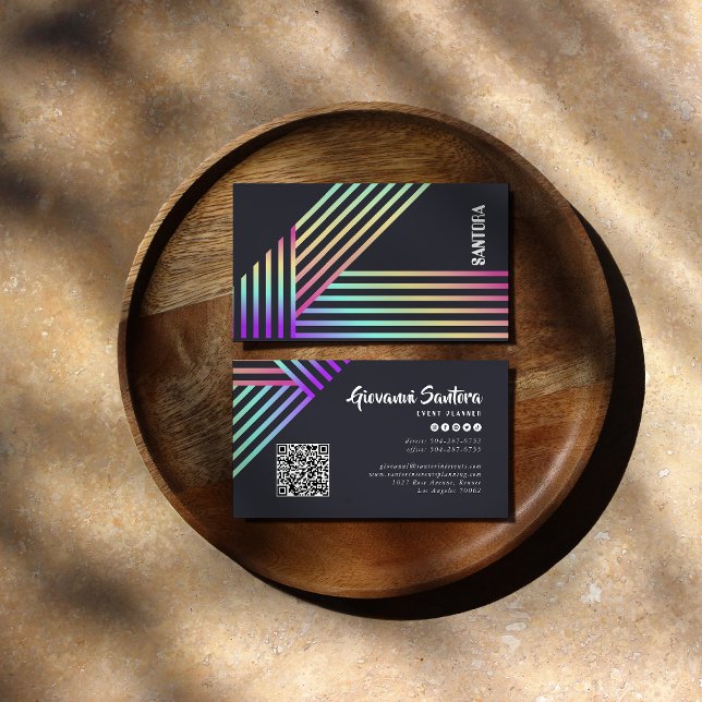 Modern Holographic Stripe QR Business Card Visitkort (Skapare uppladdad)