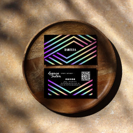 Modern Holographic Stripe QR Business Card Visitkort