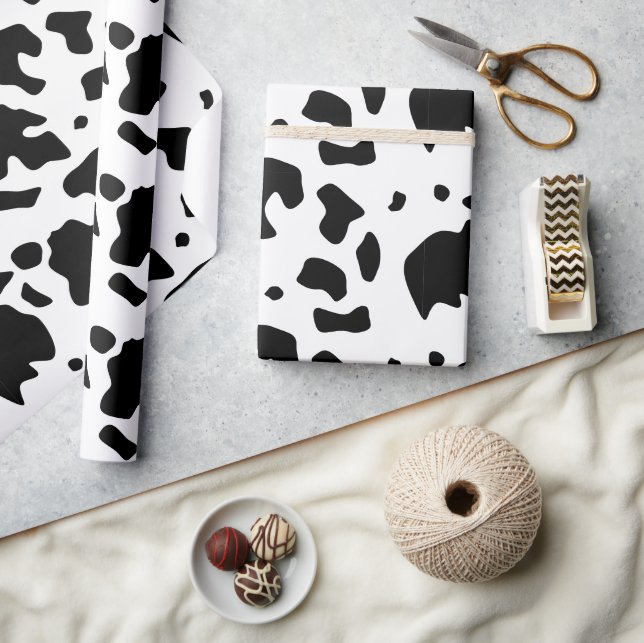 Modern Holstein Friesian Cow Animal Print Mönster Presentpapper (Hantverk)