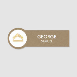 Modern Home Design | Abstract Logo on Wood Texture Namnbricka