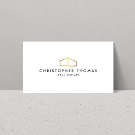 Modern Home Logotyp Faux Guld on White Visitkort